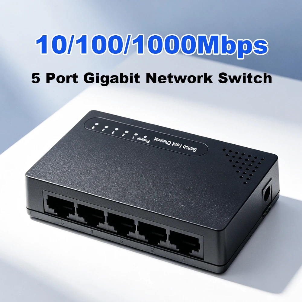5 Port 1000M Network Switch Splitter RJ45 Switch Ethernet Fast Adapter For Home Office EU/US Plug
5 Port 1000M Network Switch Splitter RJ45 Switch Ethernet Fast Adapter For Home Office EU/US Plug