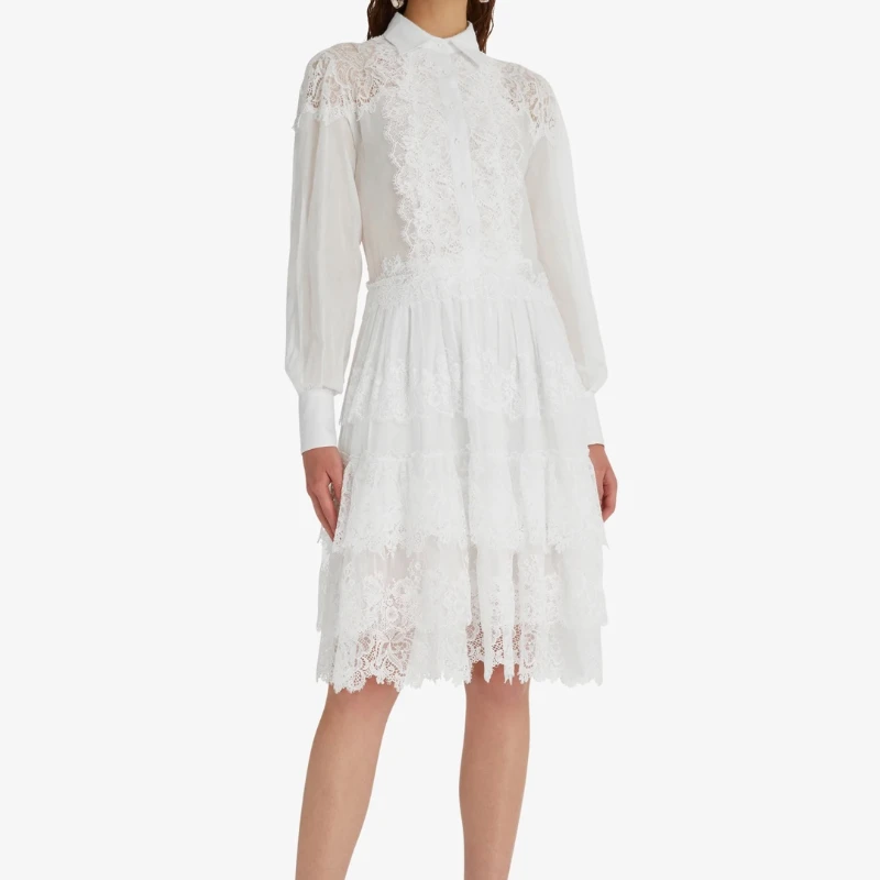 High Quality 2023 Elegant Women Cascading Lace Patchwork Long Sleeve Knee-length Midi Dress
High Quality 2023 Elegant Women Cascading Lace Patchwork Long Sleeve Knee-length Midi Dress