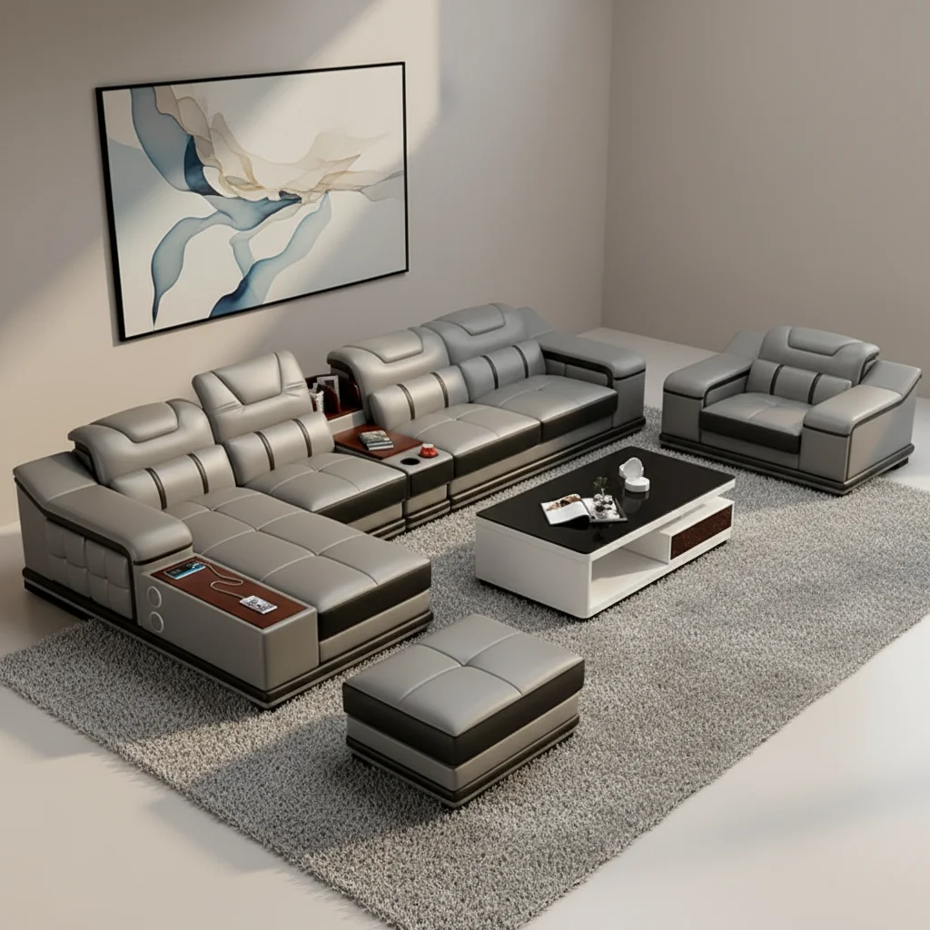 #Modern Light Luxury Genuine Leather Modular Sectional Sofa Set Corner Chaise Lounge L-Shape Stainless Steel Legs Living Room
#Modern Light Luxury Genuine Leather Modular Sectional Sofa Set Corner Chaise Lounge L-Shape Stainless Steel Legs Living Room