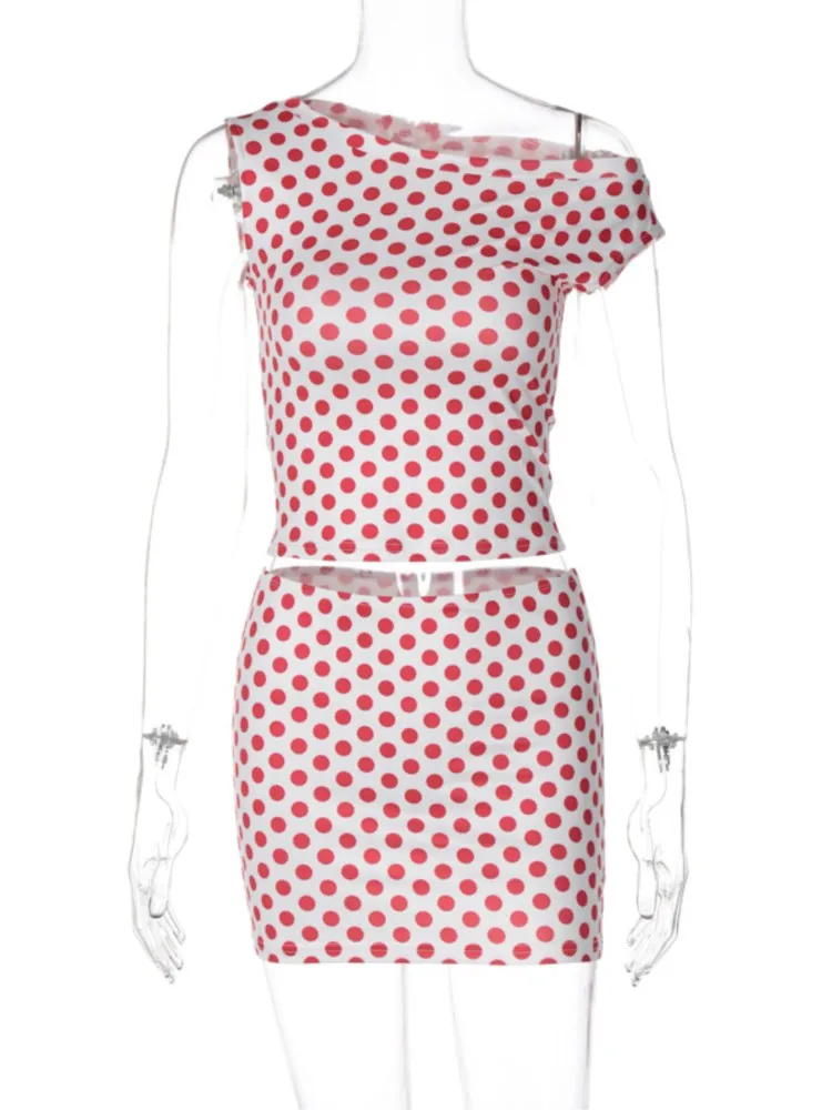 Woman 2 Piece Set Outfit Summer New Fashion Polka Dots Printed Top Package Hip Slim Skirt Two Piece Outfits Simple Style Trendy
Woman 2 Piece Set Outfit Summer New Fashion Polka Dots Printed Top Package Hip Slim Skirt Two Piece Outfits Simple Style Trendy