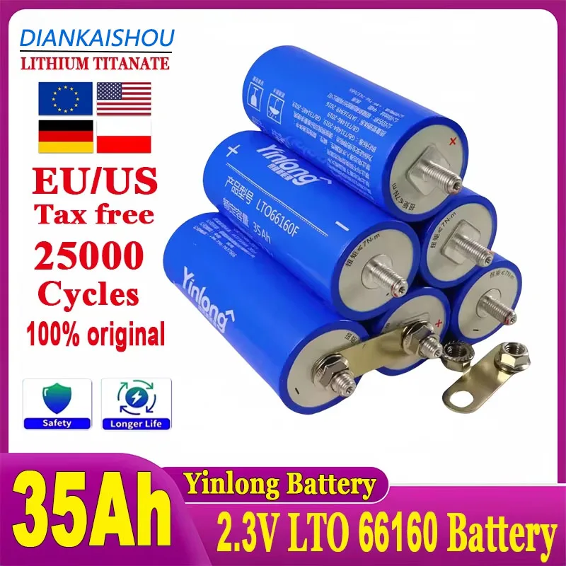 Grade A 1-24 Pcs Actual Capacity 2.3V 35ah Car Audio Solar System Yinlong Original DIY 24V Lithium Titanate LTO 66160 Battery
Grade A 1-24 Pcs Actual Capacity 2.3V 35ah Car Audio Solar System Yinlong Original DIY 24V Lithium Titanate LTO 66160 Battery