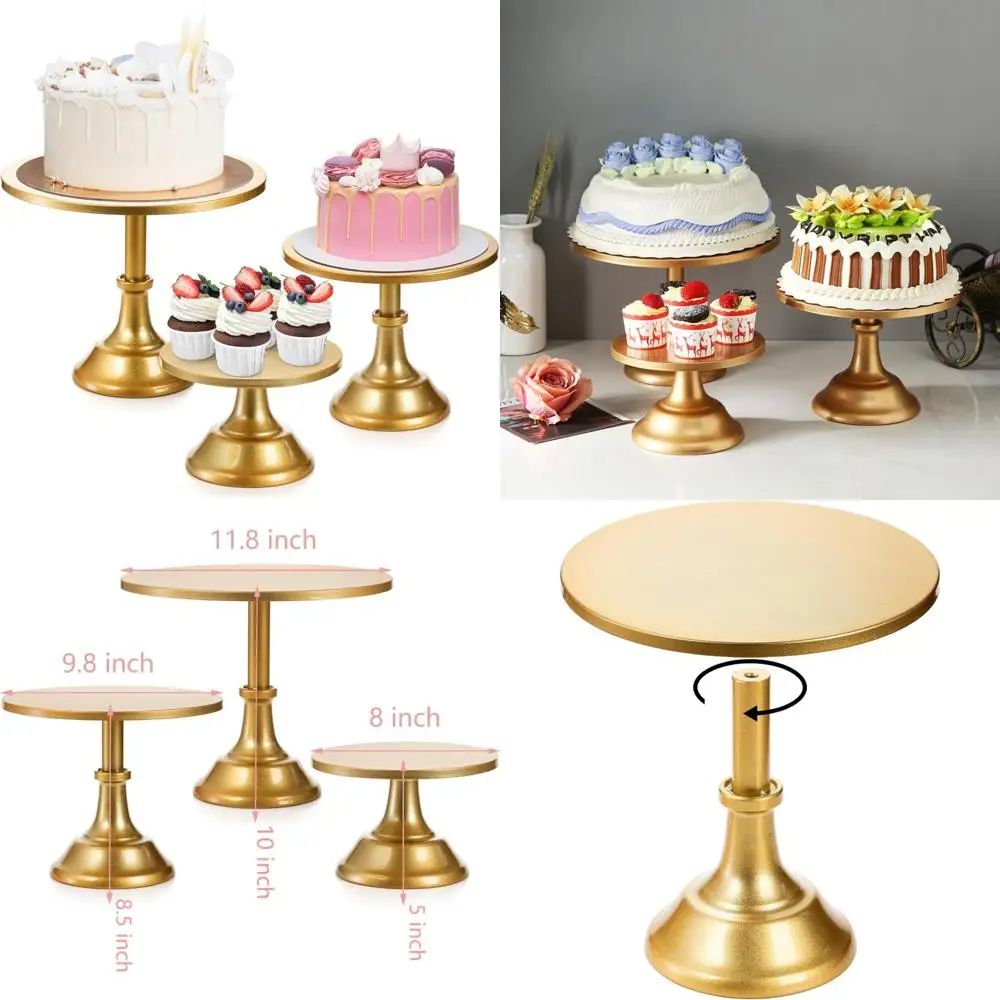 Gold Cake Stands Set of 3 - Yarlung 8, 10, 12 Metal Pillar Style Cupcake Displays for Weddings, Parties, and Birthdays
Gold Cake Stands Set of 3 - Yarlung 8, 10, 12 Metal Pillar Style Cupcake Displays for Weddings, Parties, and Birthdays