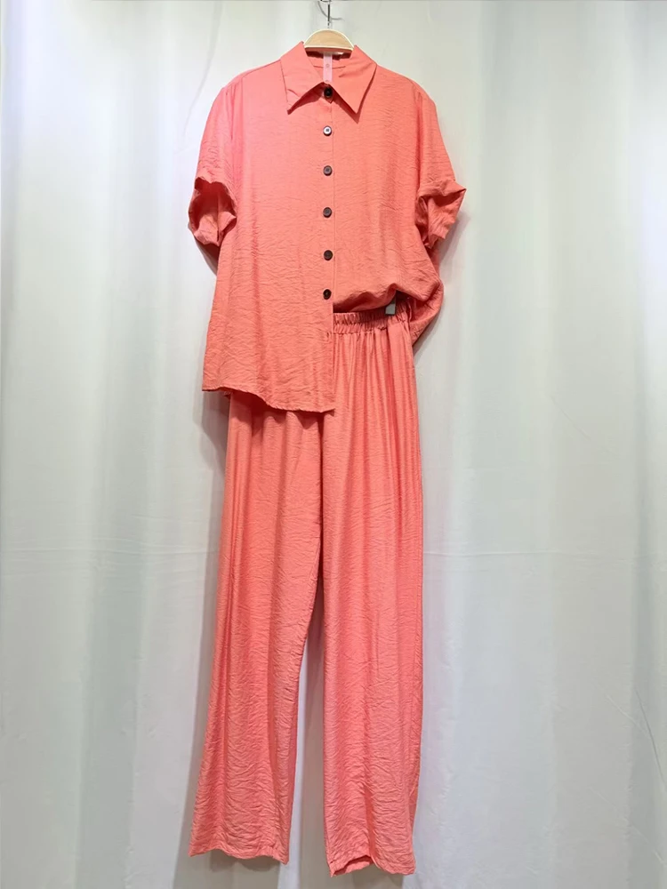 Retro collar short sleeved straight leg shirt two-piece set 2025 summer women's clothing+loose wide leg pants fashion set
Retro collar short sleeved straight leg shirt two-piece set 2025 summer women's clothing+loose wide leg pants fashion set