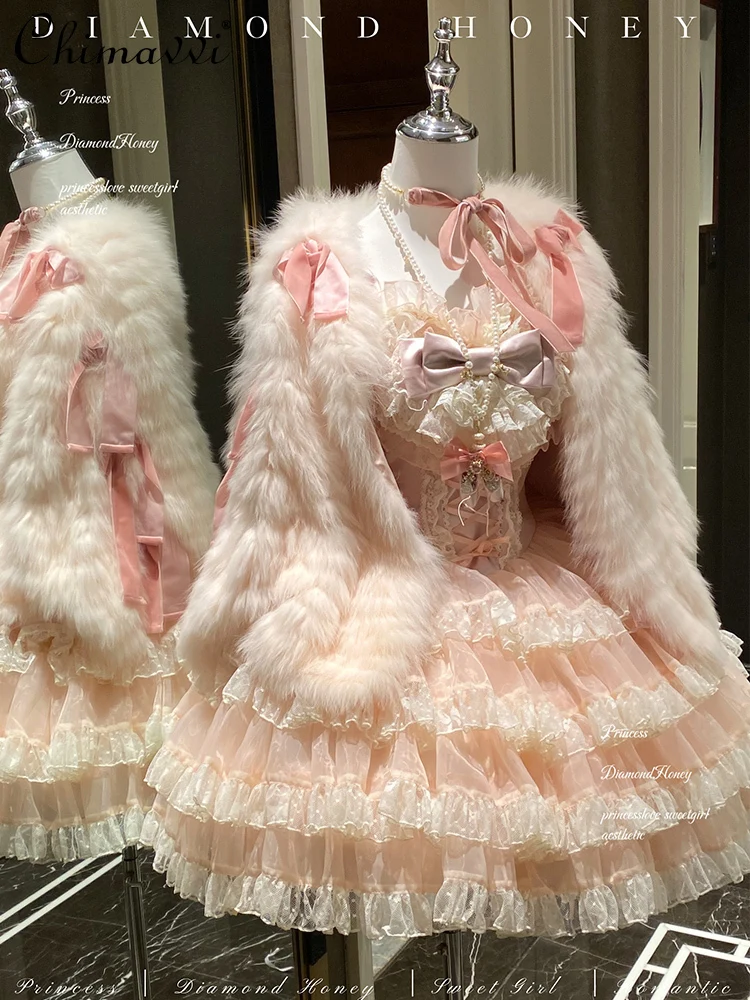 Original Lolita Sweet Lace Bow Lo Princess Dress Girl Women's Cute Love Shape Bow Multi-layered Lace Spaghetti Strap Cake Dress
Original Lolita Sweet Lace Bow Lo Princess Dress Girl Women's Cute Love Shape Bow Multi-layered Lace Spaghetti Strap Cake Dress