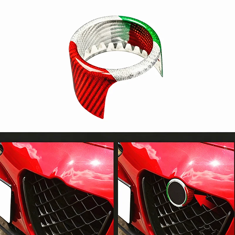 Carbon fiber decorative cover for the net emblem ring for Alfa Romeo Giulia 2017-2021
Carbon fiber decorative cover for the net emblem ring for Alfa Romeo Giulia 2017-2021