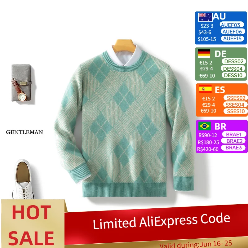 Autumn Winter Men's 100% Merino Wool Multicolor Sweater Round Neck Pullover Cashmere Thickening Tops Long Sleeve Knitwear Soft
Autumn Winter Men's 100% Merino Wool Multicolor Sweater Round Neck Pullover Cashmere Thickening Tops Long Sleeve Knitwear Soft