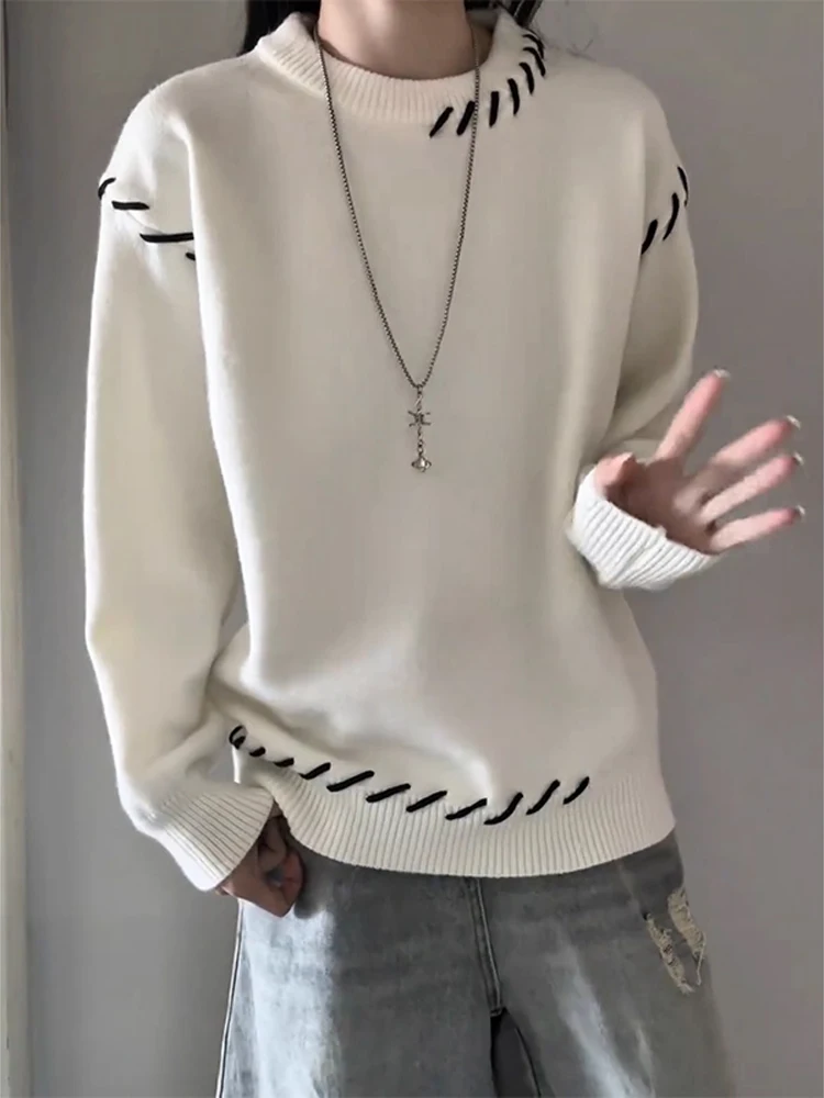 Белый мужской свитер с круглым вырезом и ручной вышивкой, осенне-зимний, в стиле кэжуал, премиум-класса, для ношения под одеждой
Белый мужской свитер с круглым вырезом и ручной вышивкой, осенне-зимний, в стиле кэжуал, премиум-класса, для ношения под одеждой