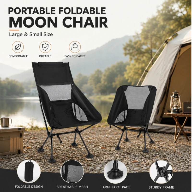 Camping Chair Foldable Outdoor Portable Fishing Chair Ultralight Moon Chair Beach Picnic Hiking BBQ Mesh Seat Large Small Size
Camping Chair Foldable Outdoor Portable Fishing Chair Ultralight Moon Chair Beach Picnic Hiking BBQ Mesh Seat Large Small Size