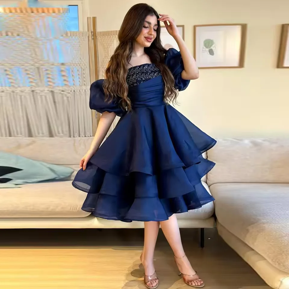 Elegant Off Shoulder Prom Dress Navy Blue Organza Sparkling Beaded Graduation Dress Customized A-line Ankle Length Party Dresses
Elegant Off Shoulder Prom Dress Navy Blue Organza Sparkling Beaded Graduation Dress Customized A-line Ankle Length Party Dresses