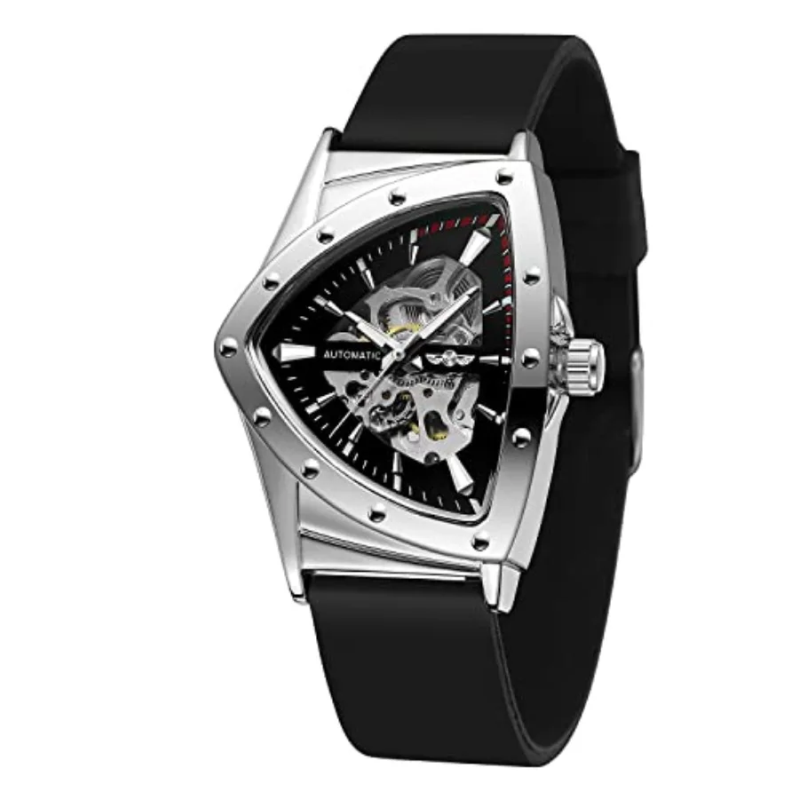 New Men Waterproof Skeleton Triangular Mechanical Wrist Watch with Silicone Strap
New Men Waterproof Skeleton Triangular Mechanical Wrist Watch with Silicone Strap