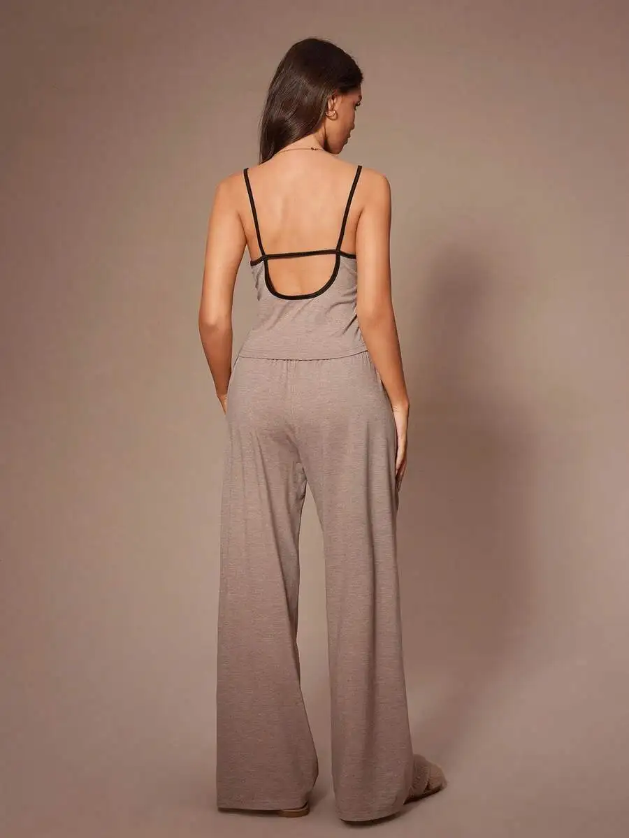 Women Solid Color Camisole Top And Wide Leg Pants Loungewear Set Cozy Fall Winter Outfit
Women Solid Color Camisole Top And Wide Leg Pants Loungewear Set Cozy Fall Winter Outfit