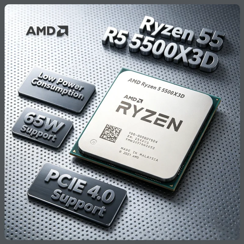 AMD Ryzen 5 5500X3D 3GHz 6 Core 12 Thread Socket AM4 Gaming Processor DDR4 L3 96MB 105W 7NM R5 5500X3D Tray
AMD Ryzen 5 5500X3D 3GHz 6 Core 12 Thread Socket AM4 Gaming Processor DDR4 L3 96MB 105W 7NM R5 5500X3D Tray
