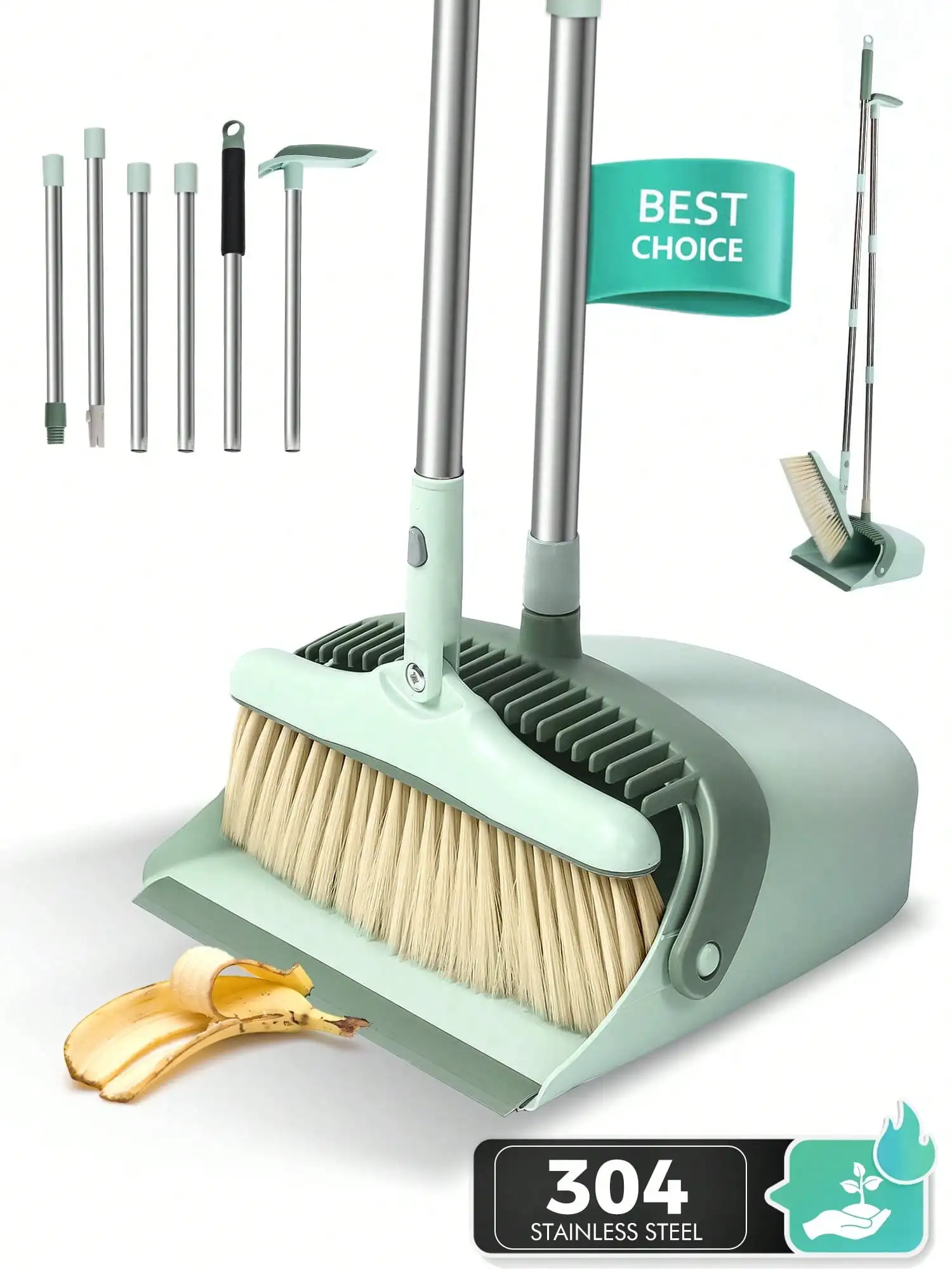 Broom And Dustpan Set For Home, Extendable To 53'' Long Handle Broom Dust Pan Comb, Cyan
Broom And Dustpan Set For Home, Extendable To 53'' Long Handle Broom Dust Pan Comb, Cyan