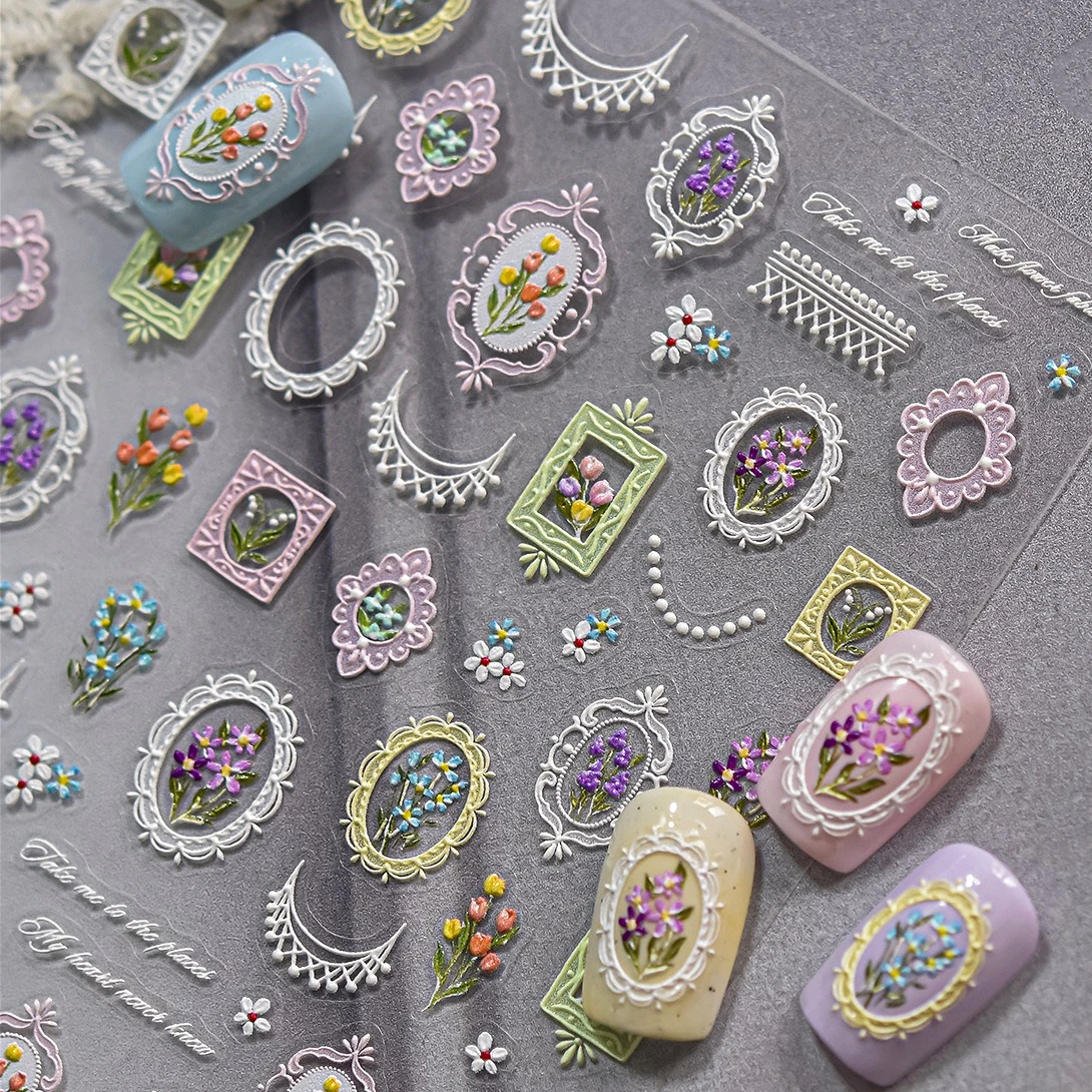 Chic Vintage Flower Frame Flower Bouquet Lavender Daisy Tulip Tassels European Style Delicate Nail Art Stickers Manicure Decals
Chic Vintage Flower Frame Flower Bouquet Lavender Daisy Tulip Tassels European Style Delicate Nail Art Stickers Manicure Decals