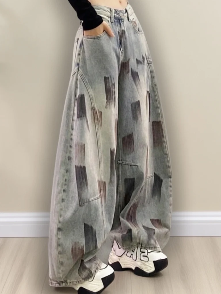 Spring Season High Waist Wide Leg Jeans Women's Casual Style Patchwork Painted Loose Knife Bend Denim Pants Spring Trend
Spring Season High Waist Wide Leg Jeans Women's Casual Style Patchwork Painted Loose Knife Bend Denim Pants Spring Trend