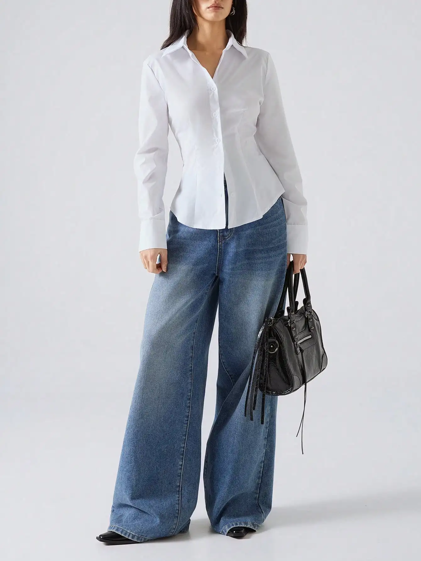 Women Solid Color Long Sleeve Button Up Shirt Casual Blouse
Women Solid Color Long Sleeve Button Up Shirt Casual Blouse