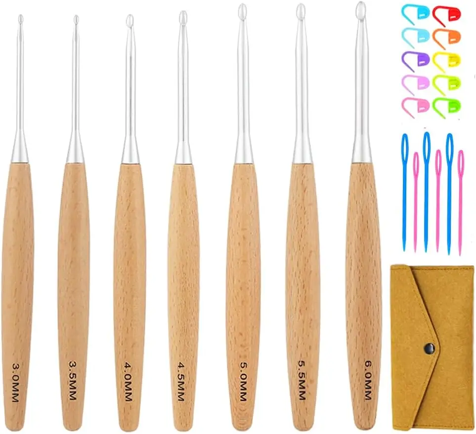 Ergonomic Crochet Hooks Set 3.0-6.0mm with Aluminum Needles and Beech Wood Handle for Arthritic Hands
Ergonomic Crochet Hooks Set 3.0-6.0mm with Aluminum Needles and Beech Wood Handle for Arthritic Hands