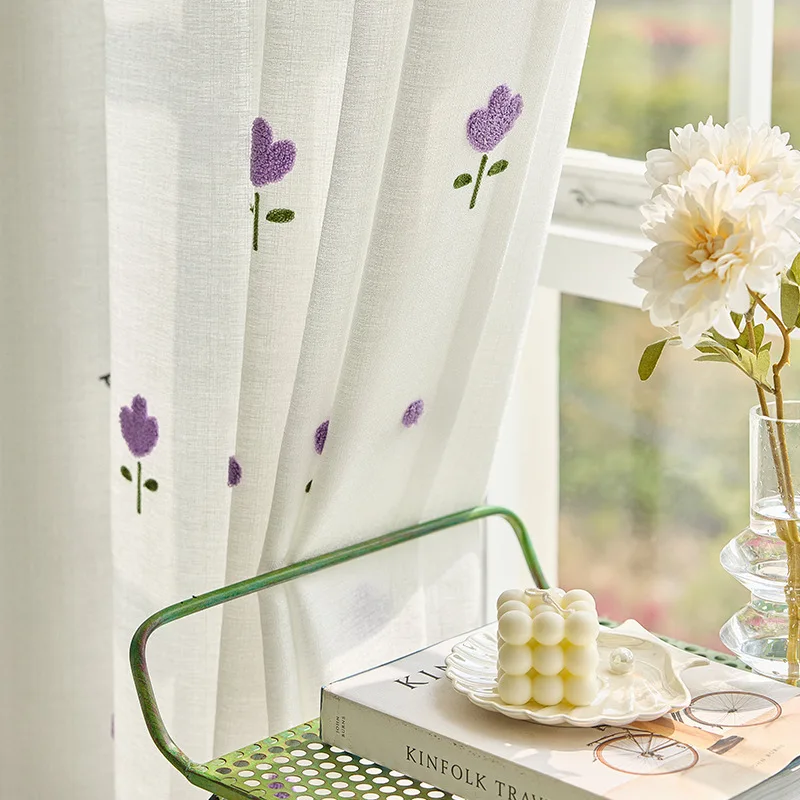 New tulip embroidered gauze curtains for sun protection, breathability, living room, balcony, bedroom, and sunshade
New tulip embroidered gauze curtains for sun protection, breathability, living room, balcony, bedroom, and sunshade