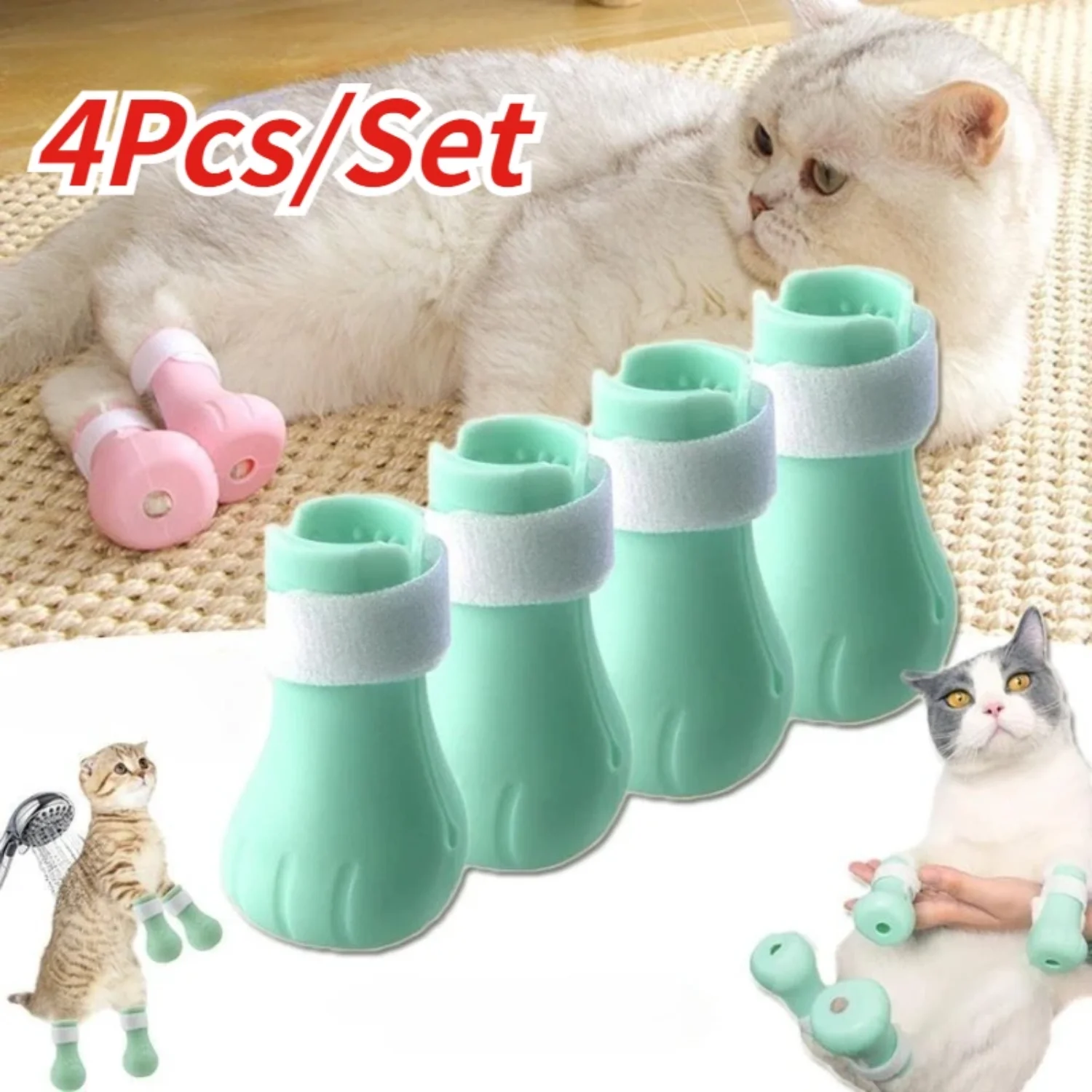 4Pcs/set Adjustable Anti-scratch Cat Foot Shoes Grooming Bath Washing Claw Paw Cover Protector Pet Grooming Tools
4Pcs/set Adjustable Anti-scratch Cat Foot Shoes Grooming Bath Washing Claw Paw Cover Protector Pet Grooming Tools