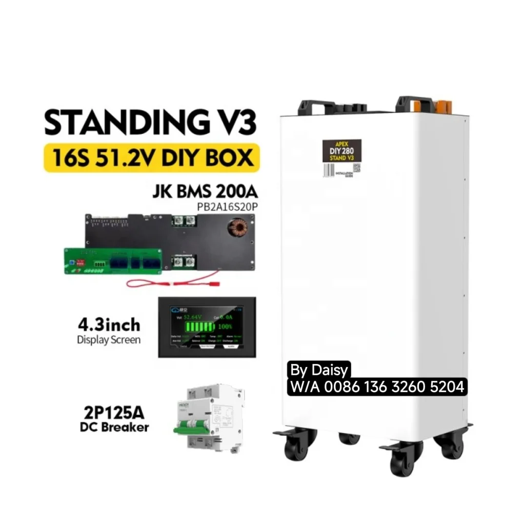 2025 new JK V3 DIY box 280 314 DIY kit Lifepo4 51.2V 48V 280Ah 302Ah 304Ah 314Ah 345Ah vertical cassette with wheels DIY
2025 new JK V3 DIY box 280 314 DIY kit Lifepo4 51.2V 48V 280Ah 302Ah 304Ah 314Ah 345Ah vertical cassette with wheels DIY