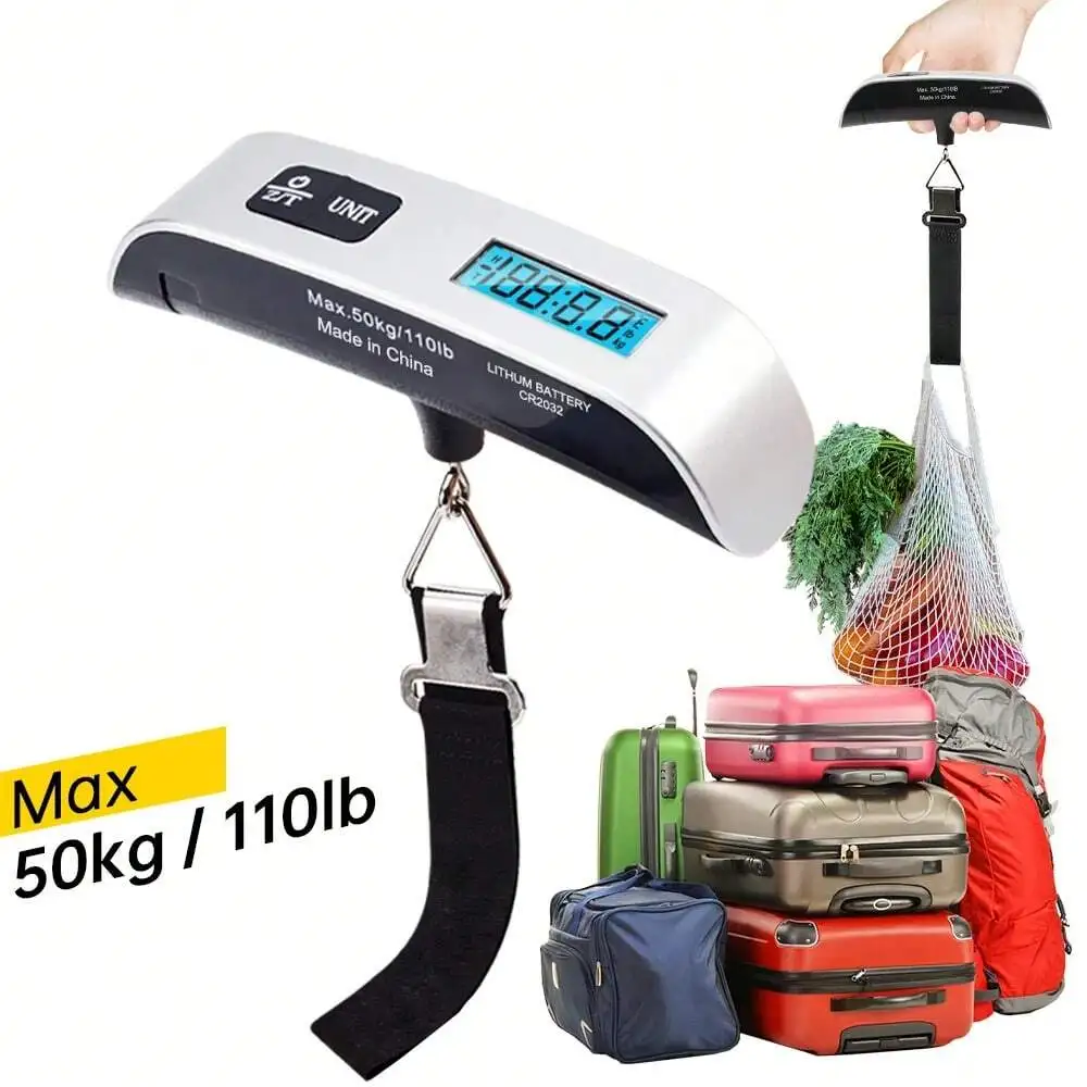 50kg Portable LCD Digital Hanging Luggage Scale Compact Handheld Electronic Weight Scale For Travel Suitcase Bag Baggage Weighing Lightweight Portable Travel Essential Accessory Ideal For Outdoor Trip Business Travel Household Luggage Weight Checking
50kg Portable LCD Digital Hanging Luggage Scale Compact Handheld Electronic Weight Scale For Travel Suitcase Bag Baggage Weighing Lightweight Portable Travel Essential Accessory Ideal For Outdoor Trip Business Travel Household Luggage Weight Checking