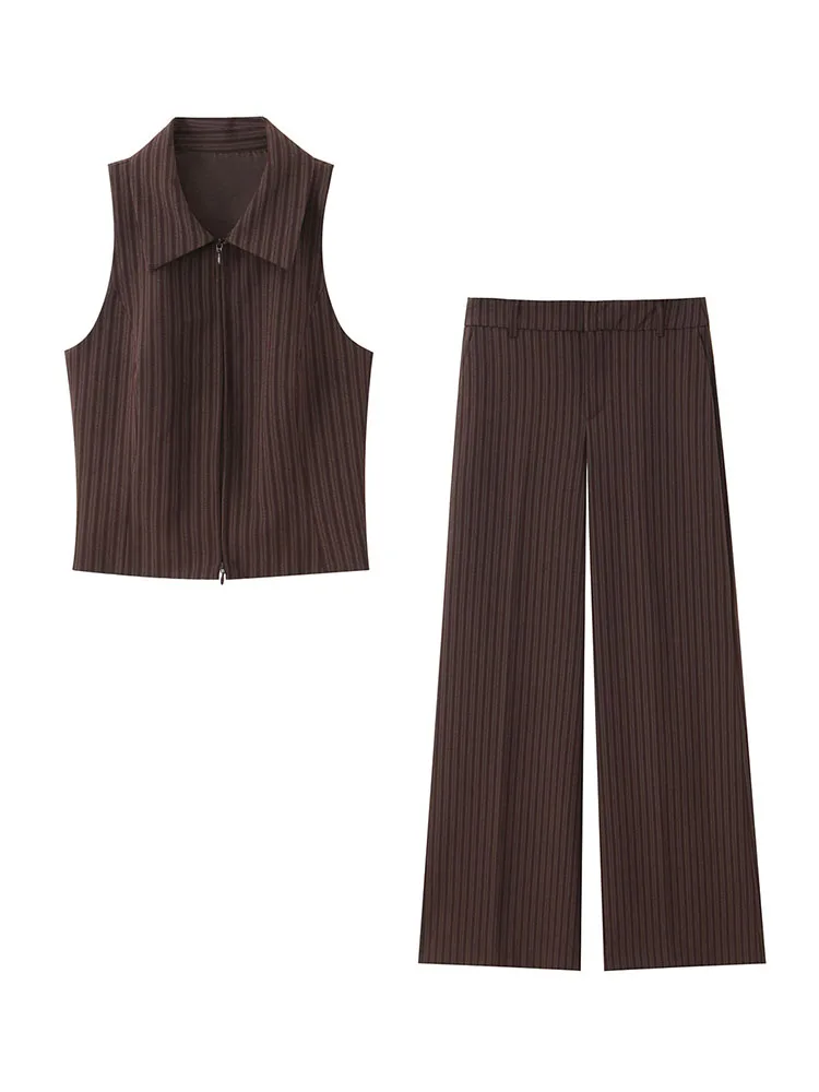 HH Women's Spring New Fashion Versatile Double Zipper Striped Vest+High Street Casual Striped Low Waist Flared Pant Suit Mujer
HH Women's Spring New Fashion Versatile Double Zipper Striped Vest+High Street Casual Striped Low Waist Flared Pant Suit Mujer