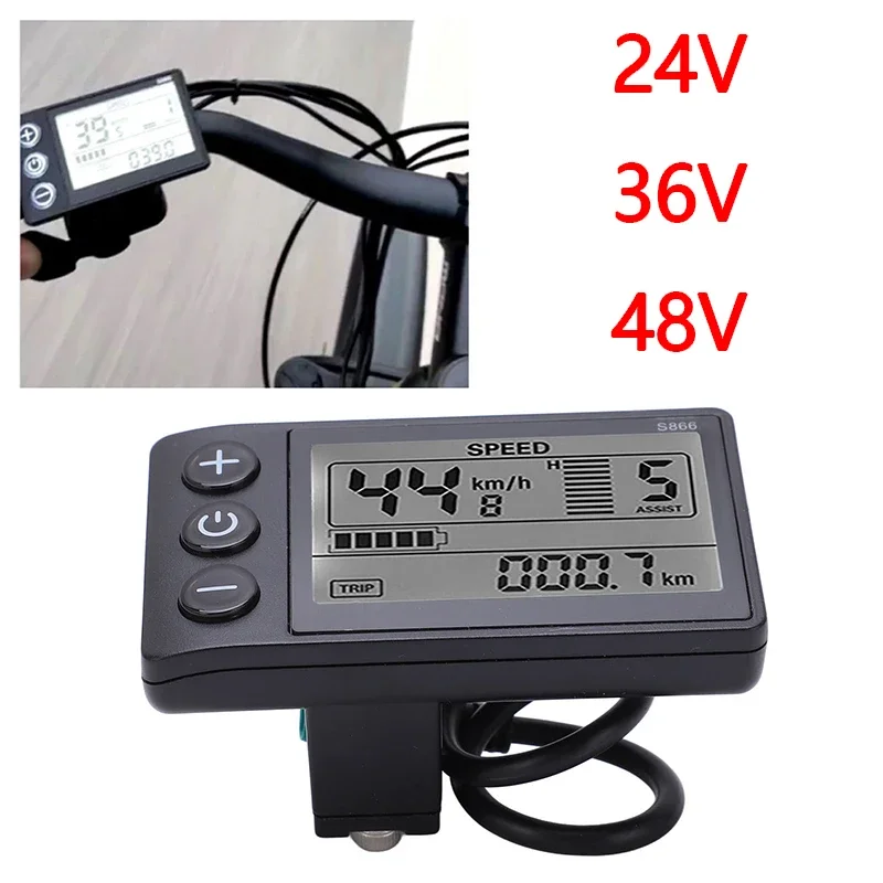 New S866 Electric Bike LCD Display Meter 24V 36V 48V Control Panel with IP65 Waterproof Plug Electric bicycle Accessories Surron
New S866 Electric Bike LCD Display Meter 24V 36V 48V Control Panel with IP65 Waterproof Plug Electric bicycle Accessories Surron