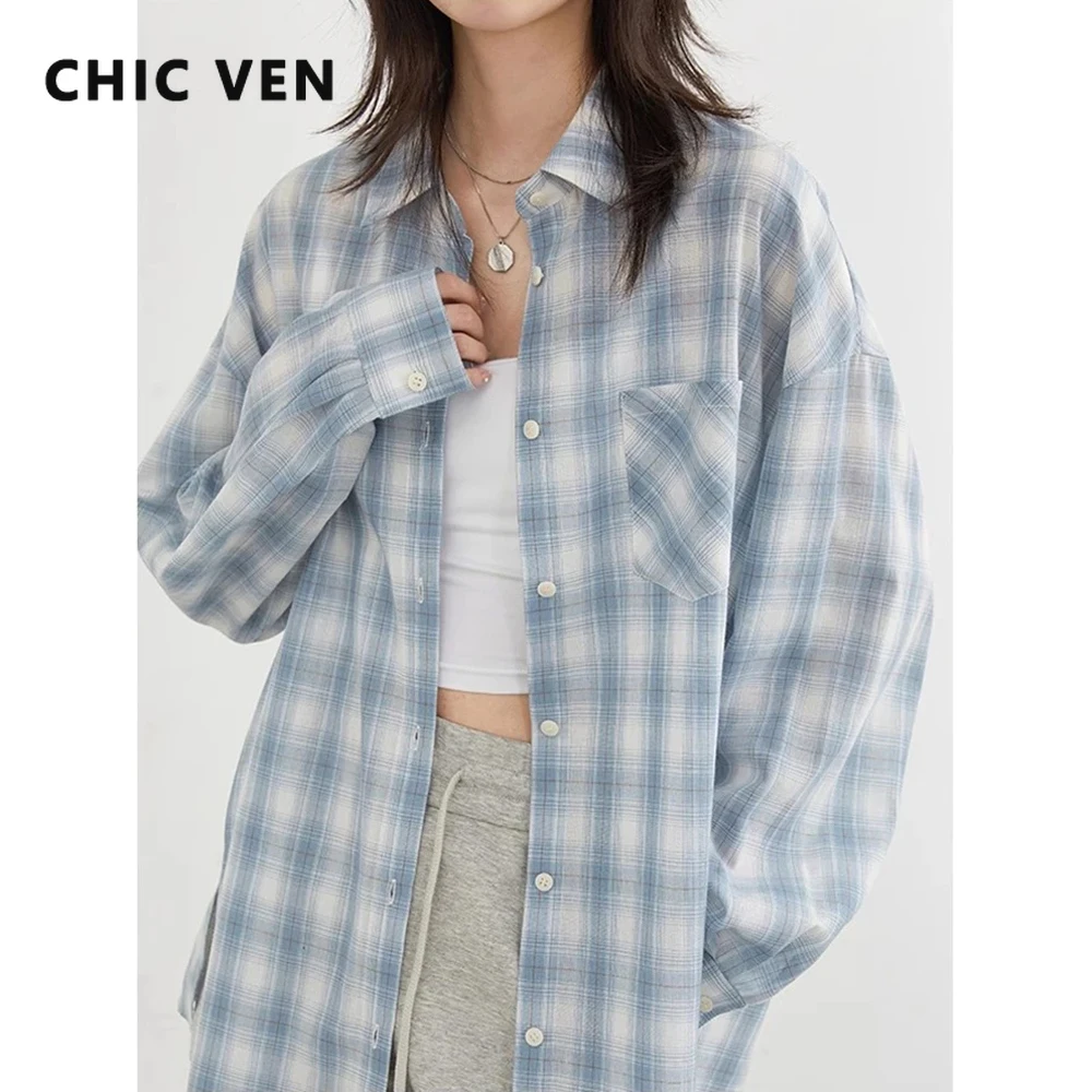 CHIC VEN Fashion Women Shirt Single Breasted Loose Casual Plaid Blue Checkered Blouses Female Top Sunscreen Shirts Summer 2025
CHIC VEN Fashion Women Shirt Single Breasted Loose Casual Plaid Blue Checkered Blouses Female Top Sunscreen Shirts Summer 2025