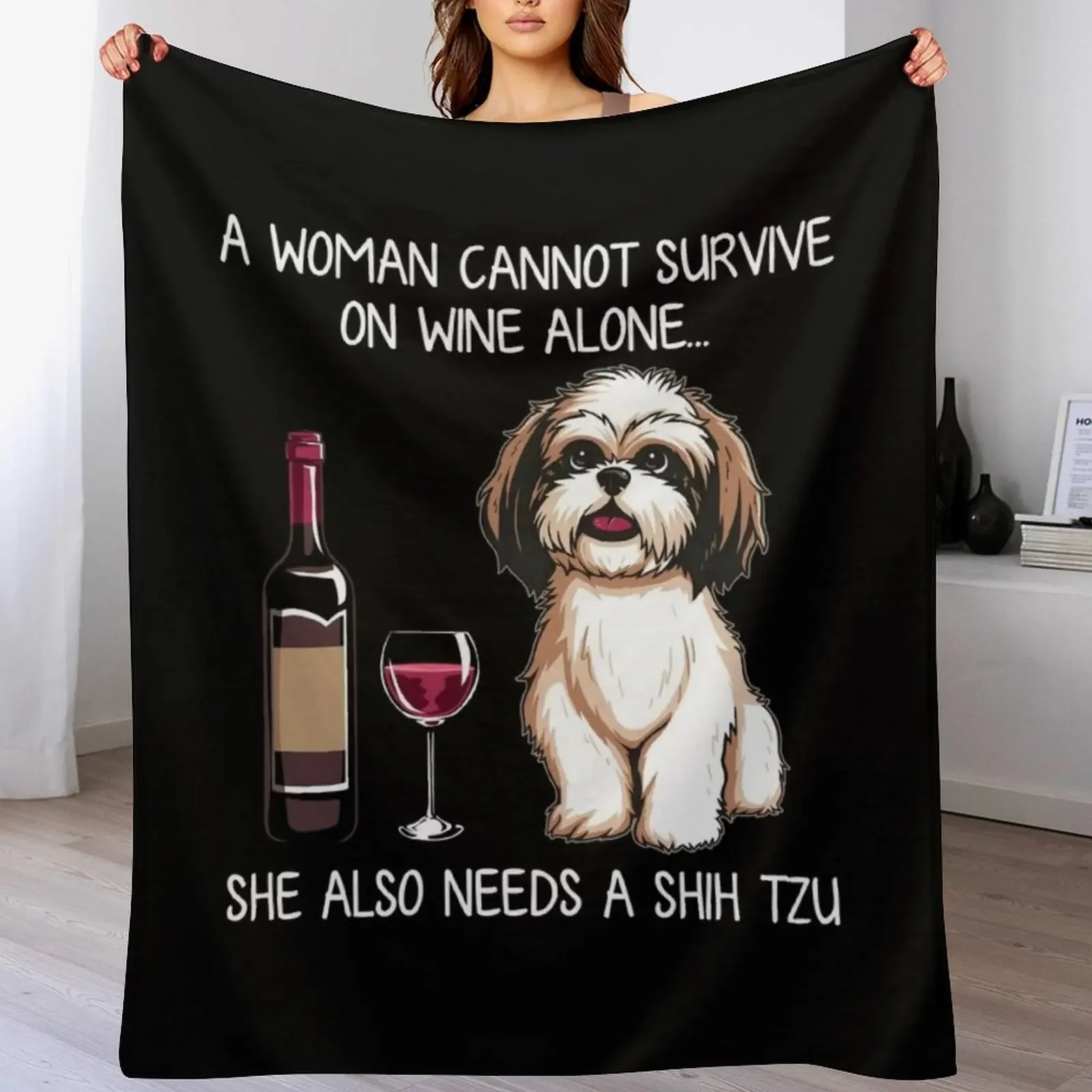 Shih Tzu and wine Funny Dog Throw Blanket Faux Fur Soft Warm Blanket for Bed
Shih Tzu and wine Funny Dog Throw Blanket Faux Fur Soft Warm Blanket for Bed