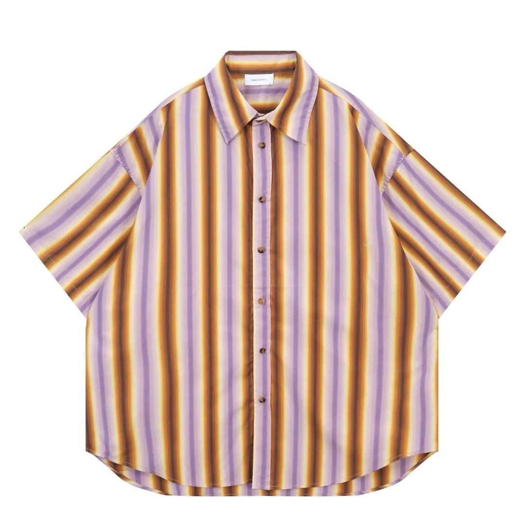 Summer vintage color vertical stripe short-sleeved shirt men's fashion brand loose couple casual shirt
Summer vintage color vertical stripe short-sleeved shirt men's fashion brand loose couple casual shirt