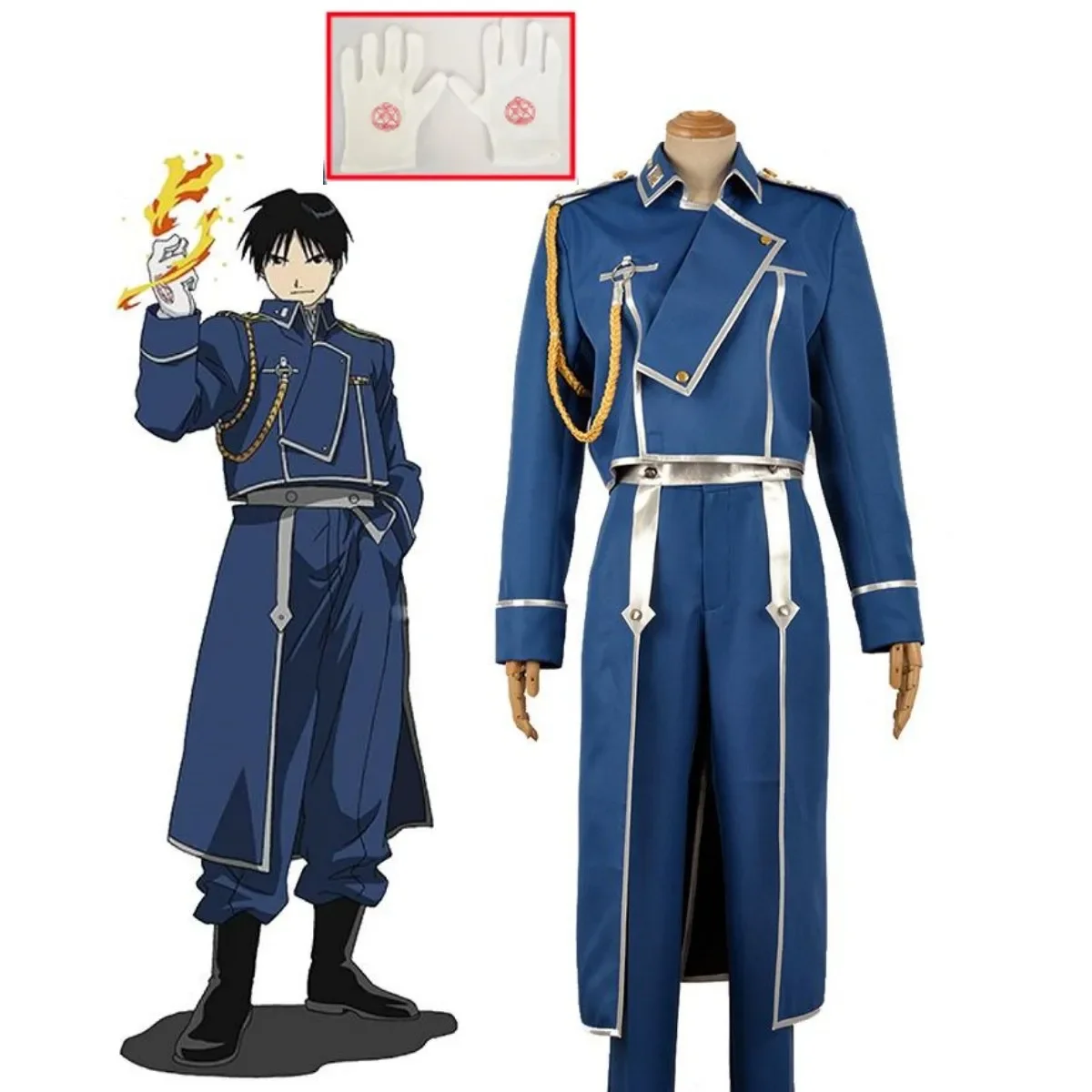 Roy Mustang Cosplay Anime Fullmetal Alchemist Cosplay Costume Adult Halloween Blue Military Uniform Coat Pants Trench Set
Roy Mustang Cosplay Anime Fullmetal Alchemist Cosplay Costume Adult Halloween Blue Military Uniform Coat Pants Trench Set