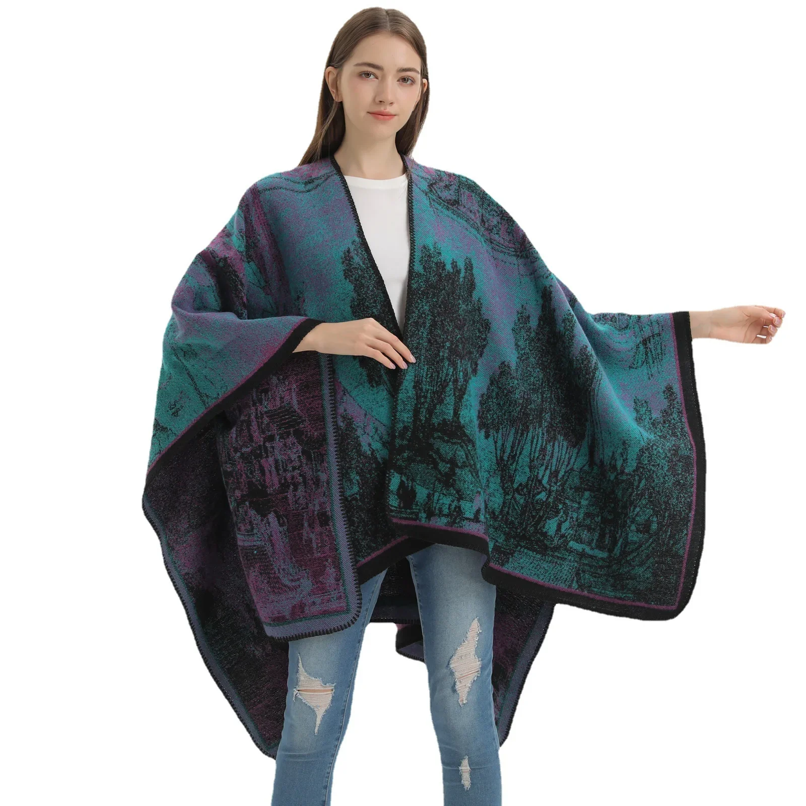 Poncho Chinese Style women's Shawl Travel Camping Photos for Warmth Wearing Imitation Cashmere Cardigan Cloaks Lady Capes
Poncho Chinese Style women's Shawl Travel Camping Photos for Warmth Wearing Imitation Cashmere Cardigan Cloaks Lady Capes