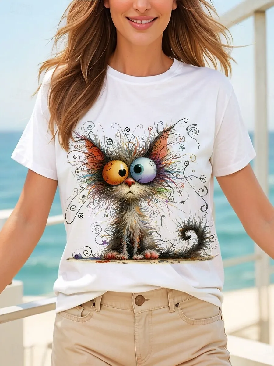 Забавные женские футболки с 3D принтом животных, модные топы с короткими рукавами и круглым вырезом, женская одежда большого размера, милая футболка
Забавные женские футболки с 3D принтом животных, модные топы с короткими рукавами и круглым вырезом, женская одежда большого размера, милая футболка