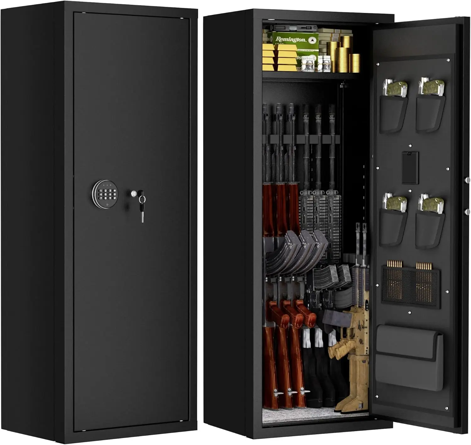12-15 Gun Safe, Large Gun Safe for Rifles and Pistols, Quick Access Rifle Safe with 3 Removable GunRacks and 4 Pistol Pockets