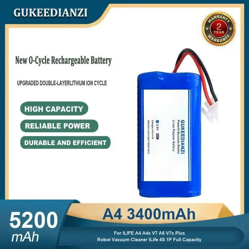 High Capacity 5200mAh A4 Vacuum Cleaner Battery For ILIFE A4 A4s V7 A6 V7s Plus Robot Vacuum Cleaner ILife 4S 1P Full Capacity
High Capacity 5200mAh A4 Vacuum Cleaner Battery For ILIFE A4 A4s V7 A6 V7s Plus Robot Vacuum Cleaner ILife 4S 1P Full Capacity