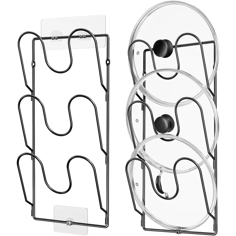 2 Pack Pot Lid Organizer Rack, 6-Tier Cabinet Door Mount, No Drilling, Black
2 Pack Pot Lid Organizer Rack, 6-Tier Cabinet Door Mount, No Drilling, Black