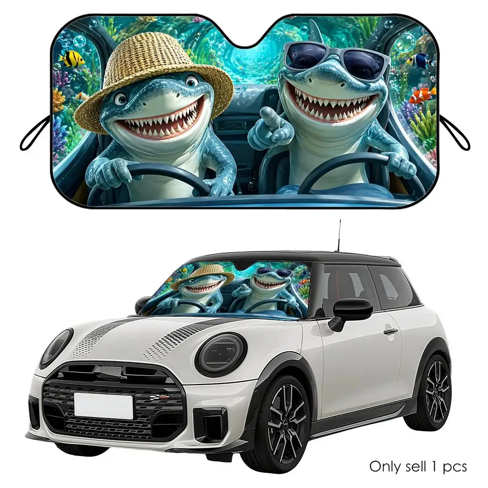 Funny Shark Driving Sun Visor Reusable Aluminum Foil Car Windshield Sun Visor UV Heat Insulation Cover Shade
Funny Shark Driving Sun Visor Reusable Aluminum Foil Car Windshield Sun Visor UV Heat Insulation Cover Shade