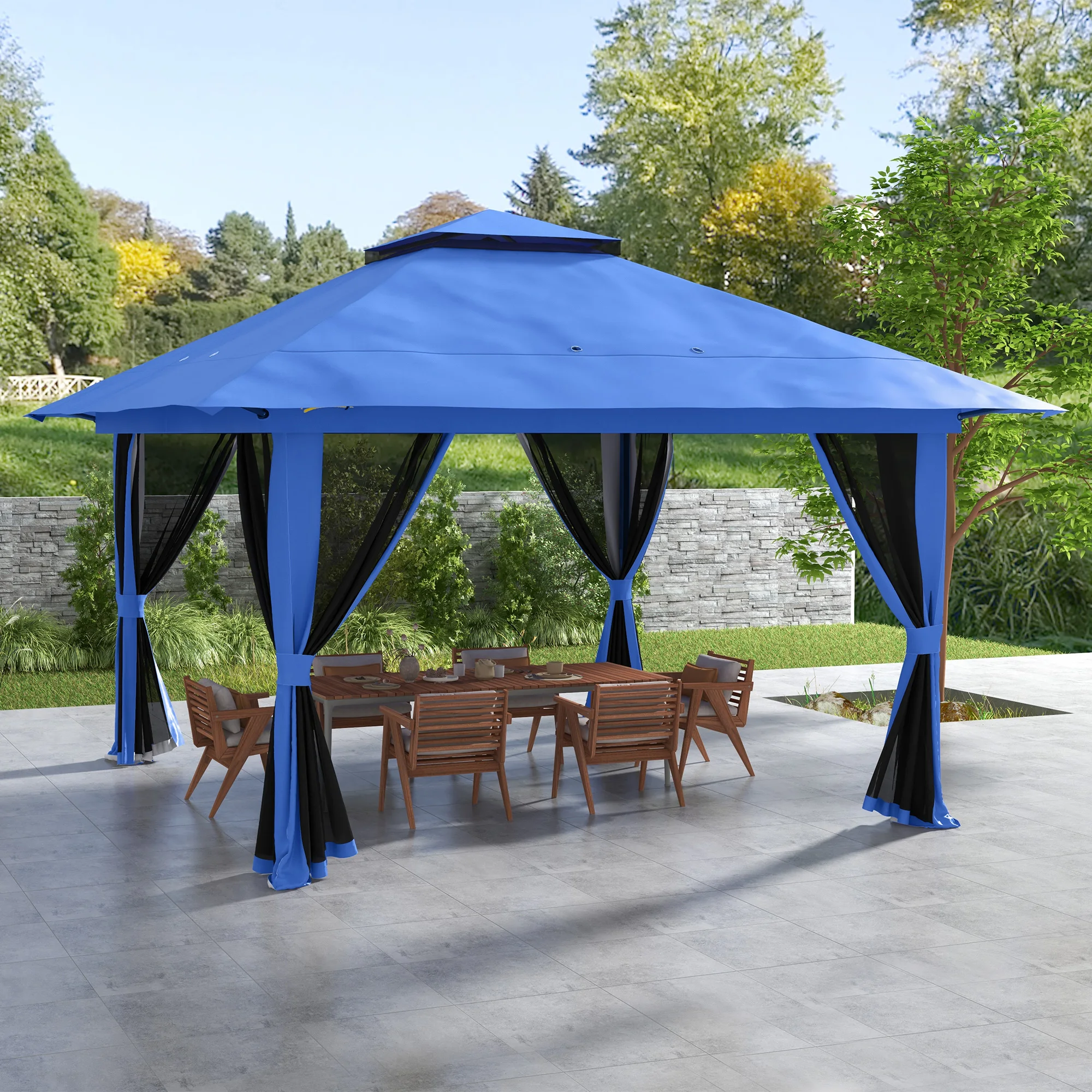 13' x 13' Pop Up Gazebo Instant Canopy Tent Shelter with 2-Tier Roof, Carry Bag, Wight Bags for Outdoor, Garden, Blue
13' x 13' Pop Up Gazebo Instant Canopy Tent Shelter with 2-Tier Roof, Carry Bag, Wight Bags for Outdoor, Garden, Blue