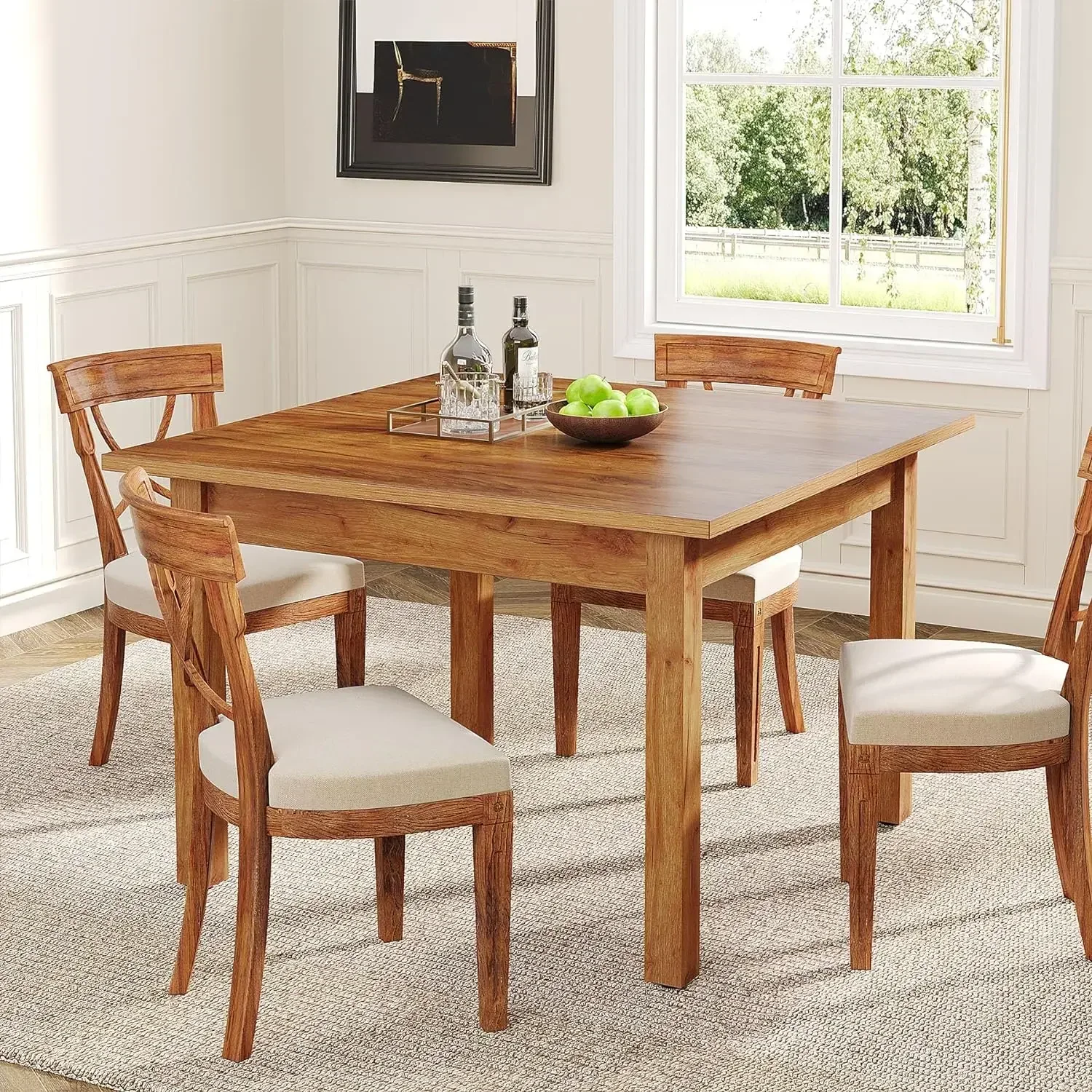 39.4 Inches Square Dining Table for 4 People,Wooden Dinner Table with Oak Finish Top and Solid Wood Legs for Dining Room
39.4 Inches Square Dining Table for 4 People,Wooden Dinner Table with Oak Finish Top and Solid Wood Legs for Dining Room