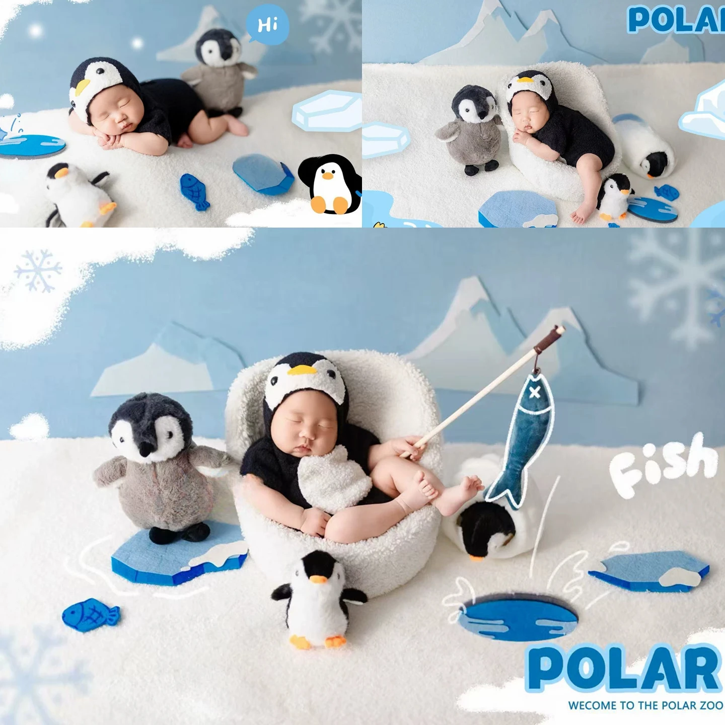 Newborn Photography Props Cute Penguin Theme Set Outfit with Doll Glacier Fishing Decors for Baby Photshoot Studio Photo Prop
Newborn Photography Props Cute Penguin Theme Set Outfit with Doll Glacier Fishing Decors for Baby Photshoot Studio Photo Prop