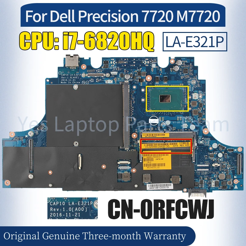 CAP10 LA-E321P для Dell Precision 7720 M7720, материнская плата ноутбука CN-0RFCWJ SR2FU, 100% протестированная Материнская плата ноутбука
CAP10 LA-E321P для Dell Precision 7720 M7720, материнская плата ноутбука CN-0RFCWJ SR2FU, 100% протестированная Материнская плата ноутбука