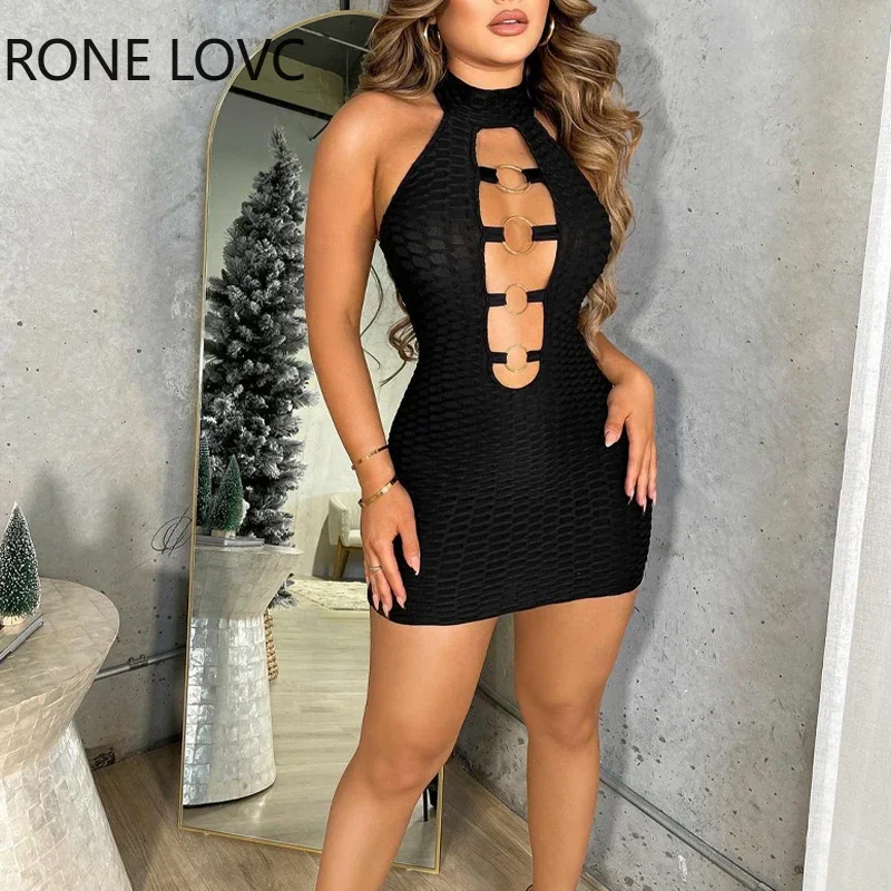 Women Solid Halter Hollow Out Sleeveless Mini Bodycon Summer Sexy Party Black Dress
Women Solid Halter Hollow Out Sleeveless Mini Bodycon Summer Sexy Party Black Dress