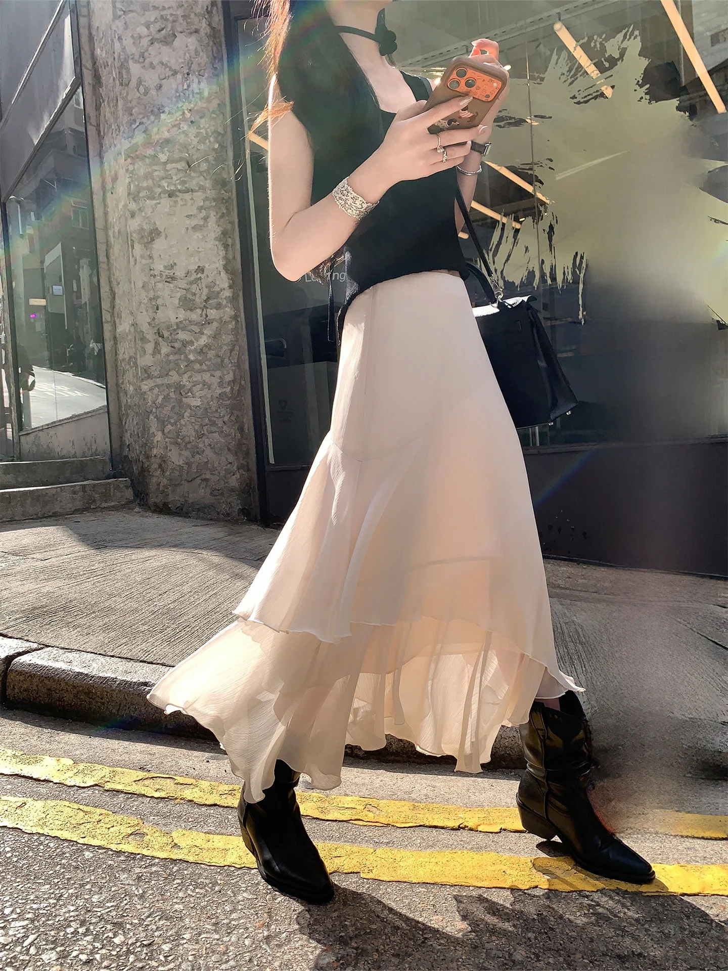 Винтажная юбка А-силуэта Aboutpoem для женщин, весенняя коллекция, асимметричный подол, шифон, двухслойная, с эффектом пэчворк, миди-юбка Ele Sle
Винтажная юбка А-силуэта Aboutpoem для женщин, весенняя коллекция, асимметричный подол, шифон, двухслойная, с эффектом пэчворк, миди-юбка Ele Sle