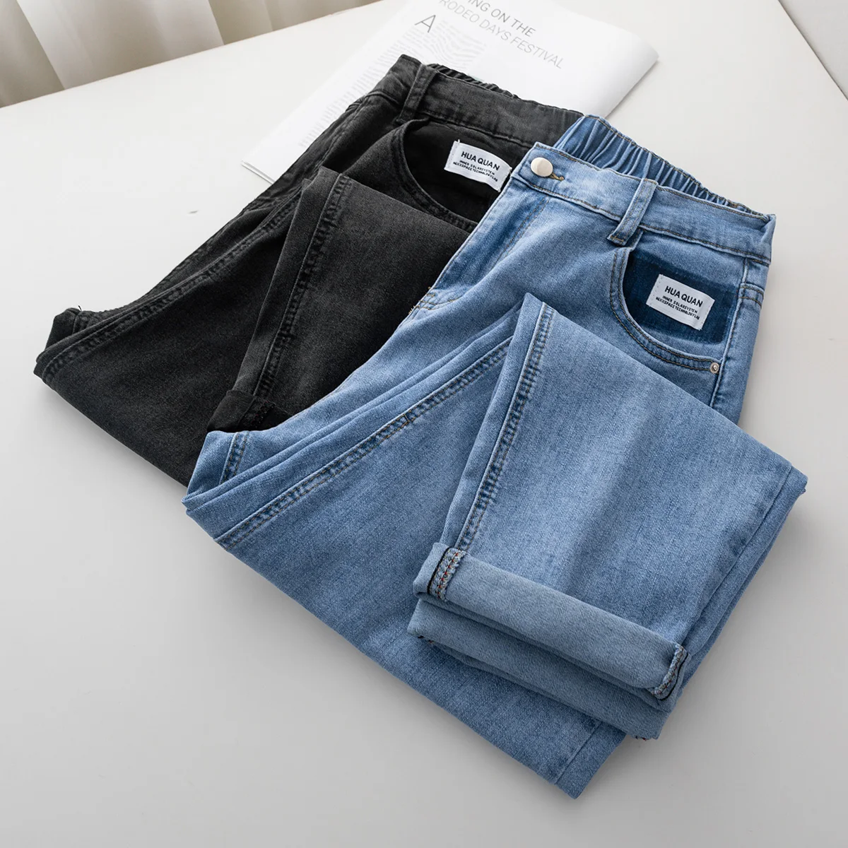 High Waist Dad Jeans Plump MM Pocket Label Large Size Denim Nine Points Spring New Style for Pear Shaped Body Cotton Stretch
High Waist Dad Jeans Plump MM Pocket Label Large Size Denim Nine Points Spring New Style for Pear Shaped Body Cotton Stretch