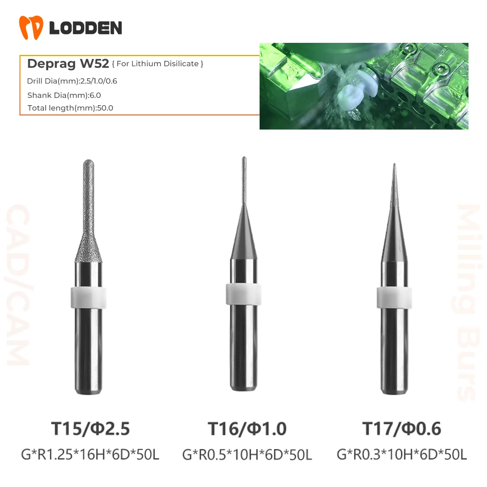 Deprag W52 Grinding Dental DiamondMilling Burs Lithium Disilicate Glass Ceramics Grinding Tools
Deprag W52 Grinding Dental DiamondMilling Burs Lithium Disilicate Glass Ceramics Grinding Tools
