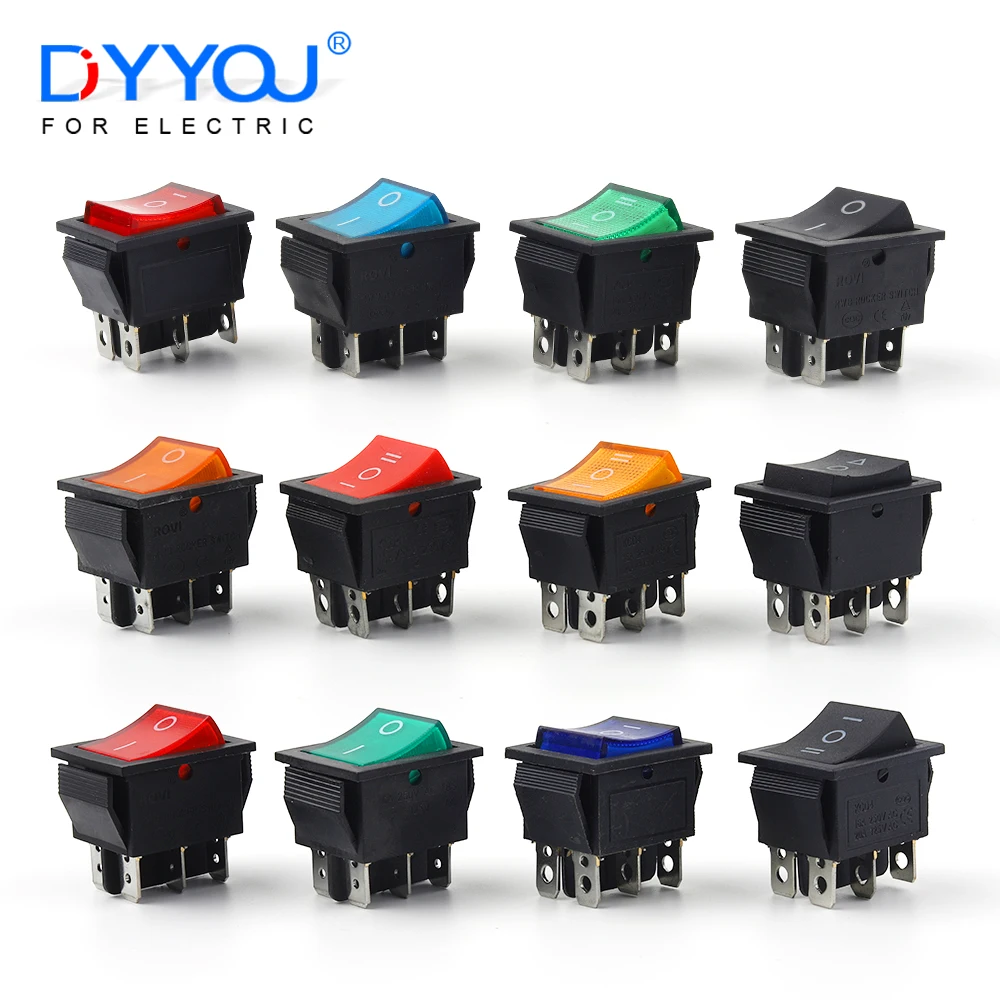 5PCS KCD4 31X26mm Power Rocker Switch 16A 250VAC 20A 125VAC 6 Pin 2/3 Position Ship Type Button Switch Equipment With Light
5PCS KCD4 31X26mm Power Rocker Switch 16A 250VAC 20A 125VAC 6 Pin 2/3 Position Ship Type Button Switch Equipment With Light