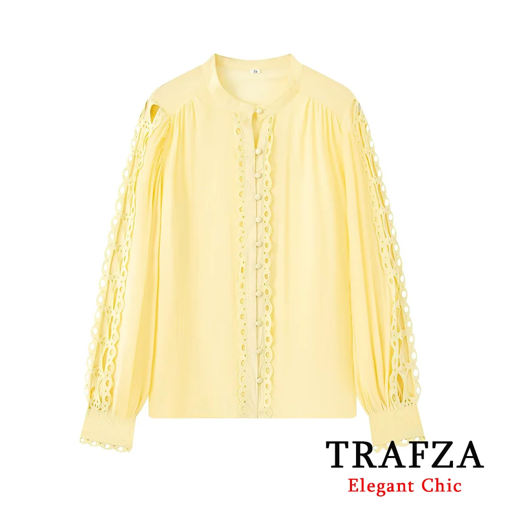 KONDALA Women Yellow Lace Shirt Top Hollow-out O-Neck Slim Long-sleeve Tops 2025 New Spring Fall Mujer Cute Date Holiday Tops
KONDALA Women Yellow Lace Shirt Top Hollow-out O-Neck Slim Long-sleeve Tops 2025 New Spring Fall Mujer Cute Date Holiday Tops