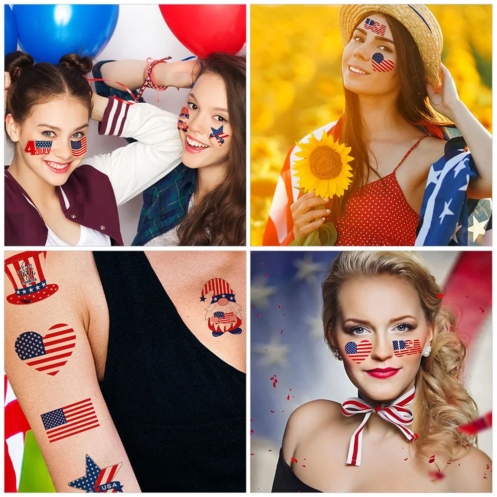 10 Sheets Independence Day Tattoos Stickers Waterproof Face and Body Art Usa Theme Temporary Tattoos for Men Women Kids Festival
10 Sheets Independence Day Tattoos Stickers Waterproof Face and Body Art Usa Theme Temporary Tattoos for Men Women Kids Festival