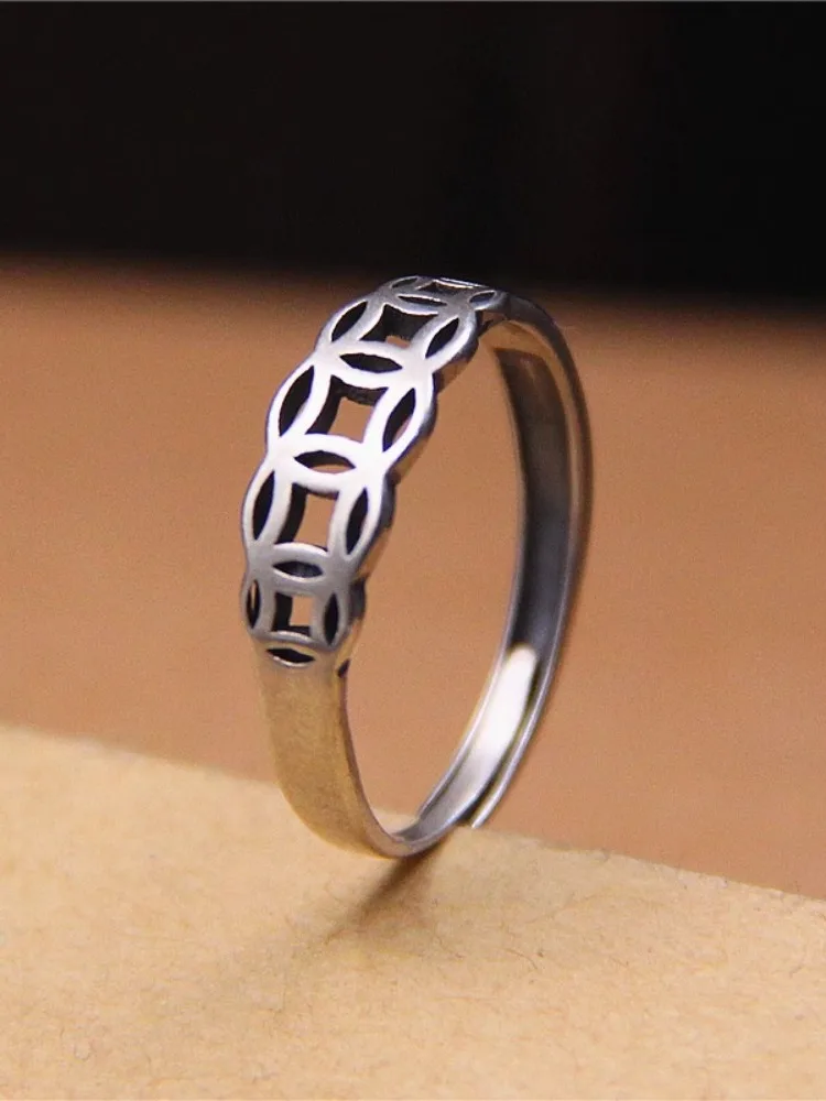 Antique Coin Copper Money S925 Silver Ring Women's Fashion Jewelry Pure Silver Living Mouth through Money Ring Attract Wealth
Antique Coin Copper Money S925 Silver Ring Women's Fashion Jewelry Pure Silver Living Mouth through Money Ring Attract Wealth