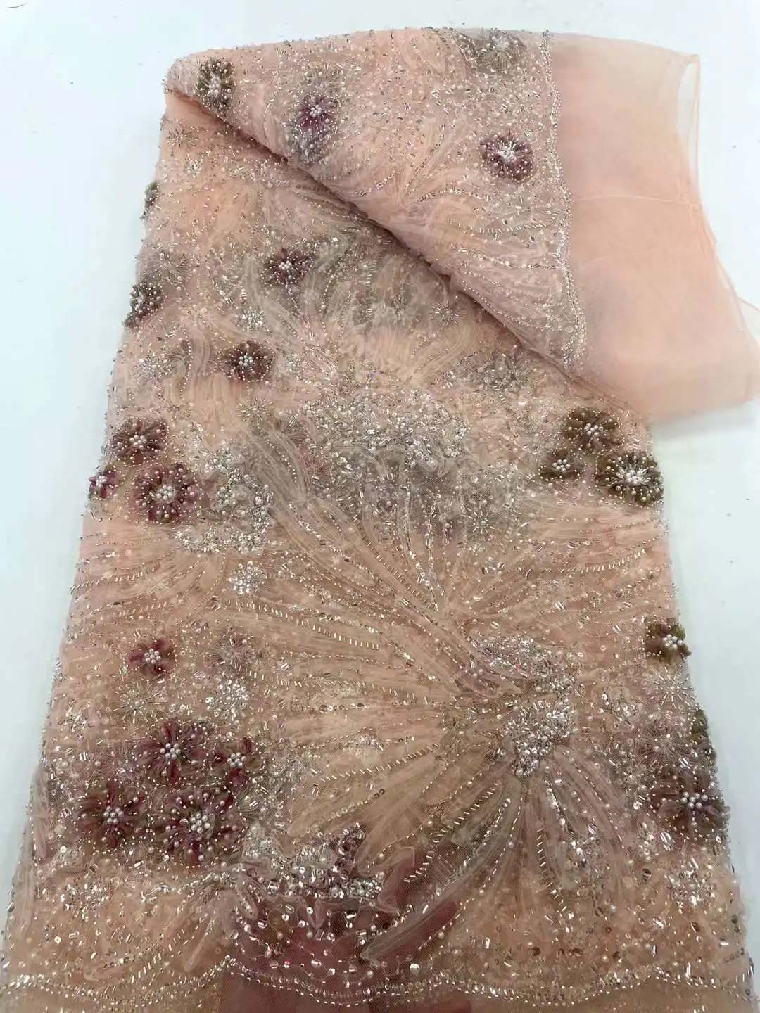 Latest Luxury Sequins Pearls Bridal Beaded Lace Fabric High Quality African Nigerian 3D Lace Fabric WS
Latest Luxury Sequins Pearls Bridal Beaded Lace Fabric High Quality African Nigerian 3D Lace Fabric WS
